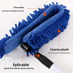 Plumeau Chenille en microfibre bleue avec outil de nettoyage de ventilateur de plafond à longue poignée pour nettoyeur de ventilateur de plafond domestique - Product Image 3
