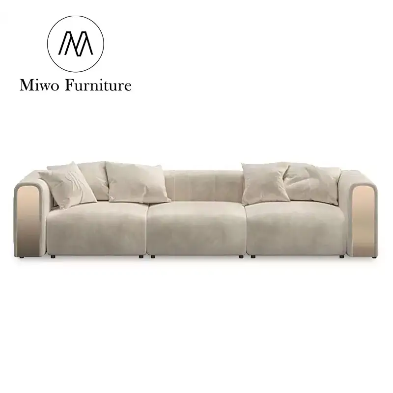 Design Marken Möbel Wohnzimmer hochwertige Sofa cremeweiß echtes Leder 3-Sitzer L-Form Sofa moderne Luxus-Sofas