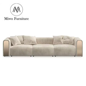 เฟอร์นิเจอร์ดีไซน์แบรนด์ Miwo เฟอร์นิเจอร์ห้องนั่งเล่น โซฟาคุณภาพสูง สีครีมขาว หนังแท้ 3 ที่นั่ง โซฟาเข้ามุมรูปตัว L โซฟาหรูหราทันสมัย - Product Image 1