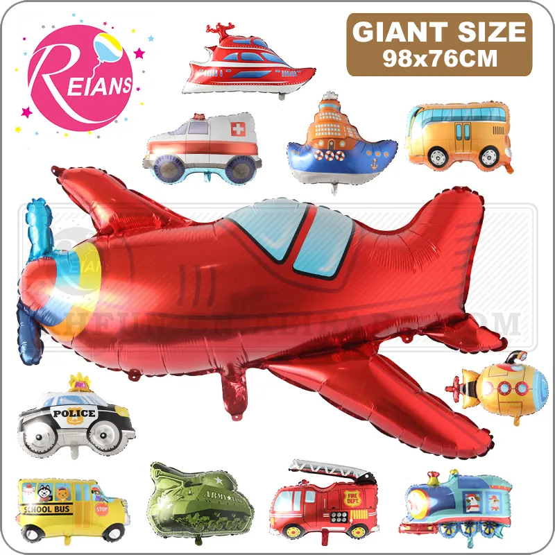 Big Toy Foil Ballon Vehicle Baby Shower Boy Tank Plane Ambulance Bus Fire Truck Birthday Party Decoration Train Ship Balloons