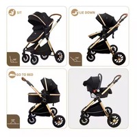 Poussette de luxe pour bébé nouveau-né, poussette pour bébé de 0 à 3 ans, cadre en alliage d'aluminium, pliable, compacte, siège auto, sac à langer