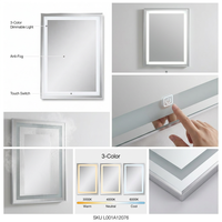 Cermin Kamar Mandi LED Pintar Bersertifikasi UL 48 x 30 Inci, Cermin Rias Dinding Berlampu dengan Sensor Sentuh