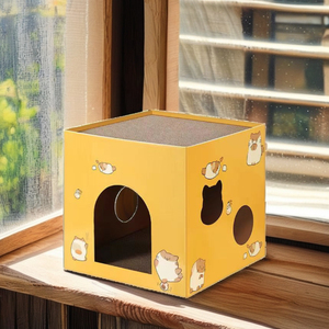 Árvore para Gatos Interna Sustentável e Moderna de Luxo, Casa para Gatos de Papelão com 2 Arranhadores de Papelão Ondulado para Escalar e Descansar - Product Image 3
