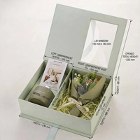 Boîte rigide magnétique personnalisable avec fenêtre transparente vert sauge, conteneur premium avec compartiments pour fleurs d'aromathérapie