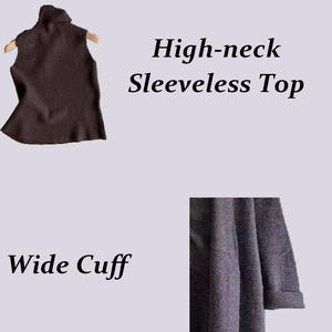 नॉट सह कॉर्ड 3 टुकड़े शीतकालीन अबाया शीर्ष इस्लेमिक कपड़ों के अंदर उच्च गर्दन के साथ सेट किया गया - Product Image 3