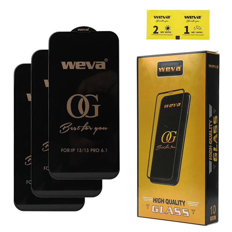 OG Weva Super Large Curve Full Coverage Tempered Glass Screen Protector For Iphone 11 12 13 14 protector de pantalla