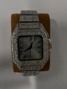Uwin Hop Full Iced Out <strong>Square</strong> Wrist <strong>Watch</strong> Roman Numerals Dial Quartz <strong>Watches</strong> Waterproof Clock <strong>Watch</strong> For Men Women <strong>Cartier</strong> - Product Image 1