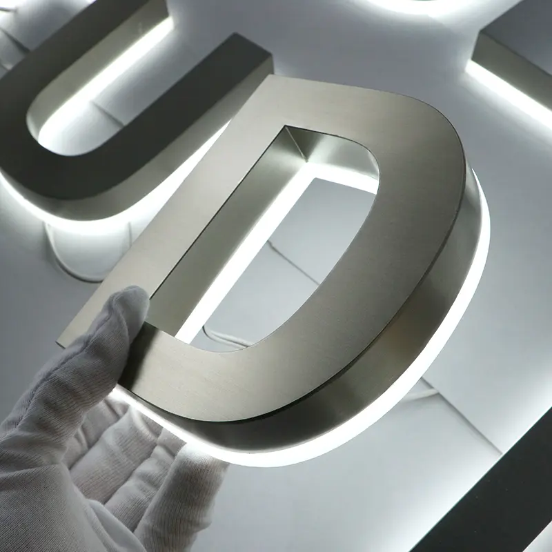 EZD Logo dinding Bisnis luar ruangan kustom tanda LED Saluran lampu huruf disikat logam dari tanda led