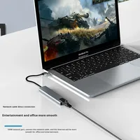 Hub USB C 8-in-1 Tipe-C untuk MacBook Pro dengan Port HDTV 4K, Ethernet 100M, PD 100W, Pembaca Kartu SD/TF untuk Docking Station Laptop