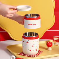 Doppelwandige Edelstahl BPA-freie Thermische Lunchbox 730ml PP Tragbarer Essensbehälter für Schule Brei Anpassbare Logo-Option