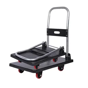 Carrito de mano plegable para camión, carrito de mano de plástico resistente, con ruedas TPR de 3 pulgadas, plataforma fácil de mover, H1, precio al por mayor