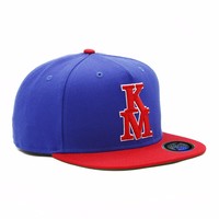 Nouvelle Tendance Casquette Snapback 100% Coton Style Urbain Color Block avec Lettres Broderie Gonflée Personnalisée Casquette de Baseball Plate à 5 Panneaux Sport