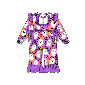 Custom Infant <b>baby</b> girl purple spooky print kids wholesale romper long sleeve <b>jumpsuit</b> child cute sleeper set - Product Image 1