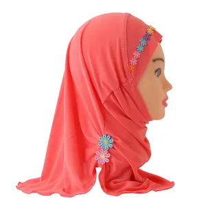 The Latest Fashion Colorful Embroidered Instant Child Muslim Headscarf Small Girl Hijab