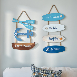 Mediterranean Style Ocean Theme Hanging Wall Decor Irregular Shape Wooden Signs For Home <b>Decoration</b> Living Room Bedroom - Product Image 2