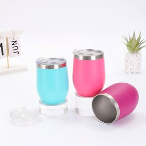 Gobelet isotherme rond en acier inoxydable de 12 oz avec revêtement en poudre et couvercle coulissant – Cadeau d'affaires – En stock - Product Image 2