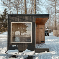 2025 Cabine de terrasse de jardin de conception de sauna extérieur la plus populaire pour 4-6 personnes équipée d'un poêle à bois