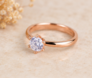 Rose Gold Plated 925 Sterling Silver Solitaire <b>Ring</b> <b>Adjustable</b> Women's <b>Ring</b> Minimalist Fine Jewelry Fashion Handmade - Product Image 6