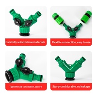 Connecteur de tuyau en PVC à filetage interne 4 voies et 6 voies, en plastique vert LH-1140, avec robinet double et séparateur sous blister