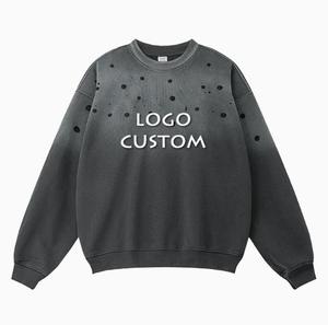 Felpa da Uomo in Poliestere/Cotone con Sfumature Sfumate, Lavaggio Acido, Girocollo Oversize, Maniche Raglan Lunghe, Stile Vintage Streetwear - Product Image 1