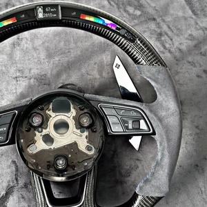 工場直販 アウディ RS カーボンファイバー <span class=keywords><strong>LED</strong></span> アルカンターラ カー ステアリングホイール アウディ RS Q8 Q3 RS3 RS4 RS5 RS6 <span class=keywords><strong>RS7</strong></span> E-tron GT R8用 - Product Image 4