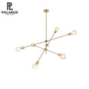 Lustre Sputnik <span class=keywords><strong>en</strong></span> <span class=keywords><strong>laiton</strong></span> multi-lumière bras réglables plafonnier pour salle à manger salon et hôtel déplacer lustres - Product Image 1