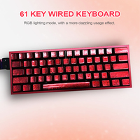 Clavier de jeu mini 61 touches personnalisé avec touches en cristal de glace rouge craquelé, rétroéclairage RVB, programmation Type-C, aluminium creux, interrupteurs magnétiques