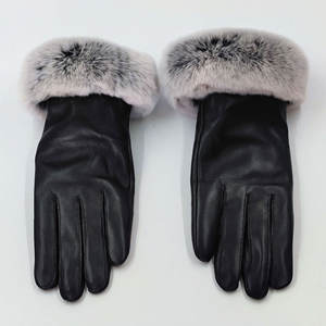 Gants chauds d'hiver pour femmes nouvelle mode Rex fourrure de lapin en peau de mouton en <span class=keywords><strong>cuir</strong></span> écran tactile mitaines cyclisme voyage décontracté - Product Image 6