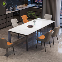 Ensemble de table de salle à manger extensible moderne de luxe meubles de cuisine rétractables table de salle à manger extensible en pierre frittée avec dessus en marbre