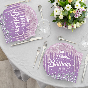 personalizzato festa di compleanno modello di decorazione festa usa e getta piatti di carta stoviglie e tazze Set - Product Image 2