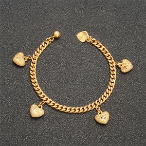 JXX 24K Gold Plated Dubai Chain <b>Bracelet</b> for Women Trendy Heart Shape Brass Bangle for Parties Hot Sale in India - Product Image 4