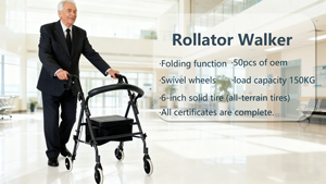 Xe tập đi người già ngoài trời, khung thép nhẹ, có chỗ ngồi, gấp gọn được, chịu tải 150kg - Product Image 2