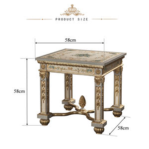 Yips, serie europea de resina, tallado a mano, patrón de rosa azul pintado a mano, mesa auxiliar clásica para sala de estar - Product Image 3