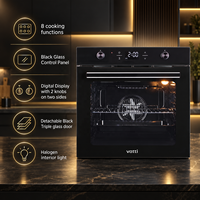 Four électrique encastrable 75L avec 9 fonctions de convection, minuterie numérique, bouton LED, porte en verre, contrôle de la température pour cuisine moderne