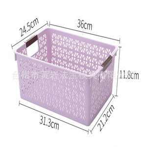 ตะกร้าเก็บของพลาสติก 36x24.5x11.8 ซม. พร้อมหูหิ้ว สำหรับจัดระเบียบของใช้ในบ้าน - Product Image 1