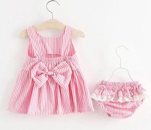 Fabricante Chino, Venta al por Mayor, Conjunto de Ropa de Bebé de Algodón, Vestido de Verano con Flores para Niña y Pantalones Cortos - Product Image 4