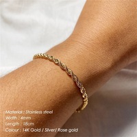 Ensemble de bracelets minimalistes en acier inoxydable pour femmes, avec chaîne fine et maillons cubains superposés