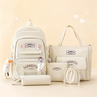 Tas Ransel Nilon 5-in-1 untuk Anak Perempuan, Model Lucu, Ukuran 14 Inci, Tahan Air, Dilengkapi Kompartemen Laptop & Sabuk Bantalan Udara
