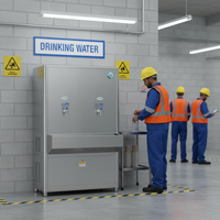 Distributeur d'eau commercial sur pied à chargement par le bas avec verrouillage de sécurité enfant et trois robinets