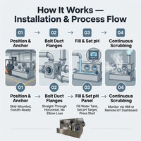 Fabricante de Equipos Industriales de Control de Contaminación del Aire y Gases de Escape, Depurador Horizontal de Acero Inoxidable Anticorrosión