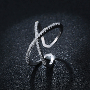 Anillo de plata 925 pura con apertura, joyería de plata pura con diamantes geométricos, temperamento, venta al por mayor, novedad de 2022 - Product Image 1