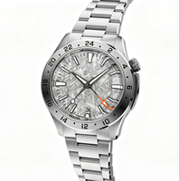 Montres mécaniques pour hommes de 40 mm alimentées par un mouvement Miyota 9075 GMT automatique, cadran en météorite véritable avec BGW9