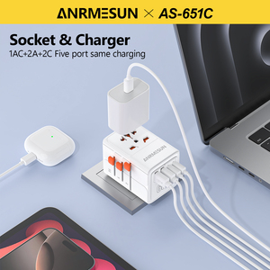 글로벌 트래블 65W 고속 충전 기능 범용 플러그 앤 소켓 트래블 어댑터 - Product Image 5