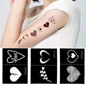 Stencil del <span class=keywords><strong>tatuaggio</strong></span> di arte del corpo della mano all'ingrosso di OEM su misura a forma di cuore piccoli stencil temporanei semipermanenti impermeabili del <span class=keywords><strong>tatuaggio</strong></span> - Product Image 4