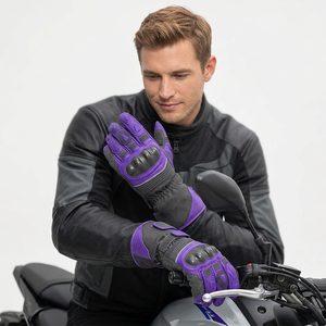 Gants de course en cuir pleine main, violet-gris, antidérapants, avec sangle de poignet réglable, unisexe, pour la conduite en extérieur, toutes saisons - Product Image 1