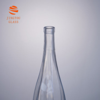 750ml waterdruppelvormige glazen fles, helder glas, verticaal gefacetteerd, lege glazen fles voor wodka, brandewijn, wijn, met kurk.