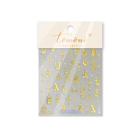 Autocollants Métalliques TSZS de Luxe pour Ongles, Effet Feuille d'Or, Lettres Gothiques Vintage, Château, pour Manucure DIY