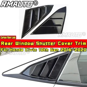 Civic Rear Quarter <b>Panel</b> <b>Window</b> Carbon Fiber Look <b>Window</b> Shutter Cover Trim for Honda Civic 10th Gen 2016-2020 Car Accessories - Product Image 1