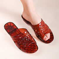 Chaussures à enfiler une pièce en cristal-Talon à plate-forme épaisse, anti-odeur, tongs d'extérieur transparentes en plastique