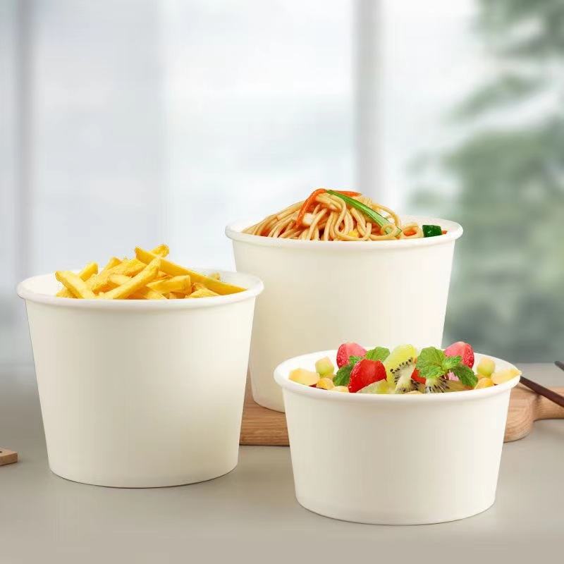 Eco-Friendly Disposable Bowls 400ml-1500ml Embossing Salad Cookie Hamburger Chocolate Bread Commercial Food Grade Coated Paper